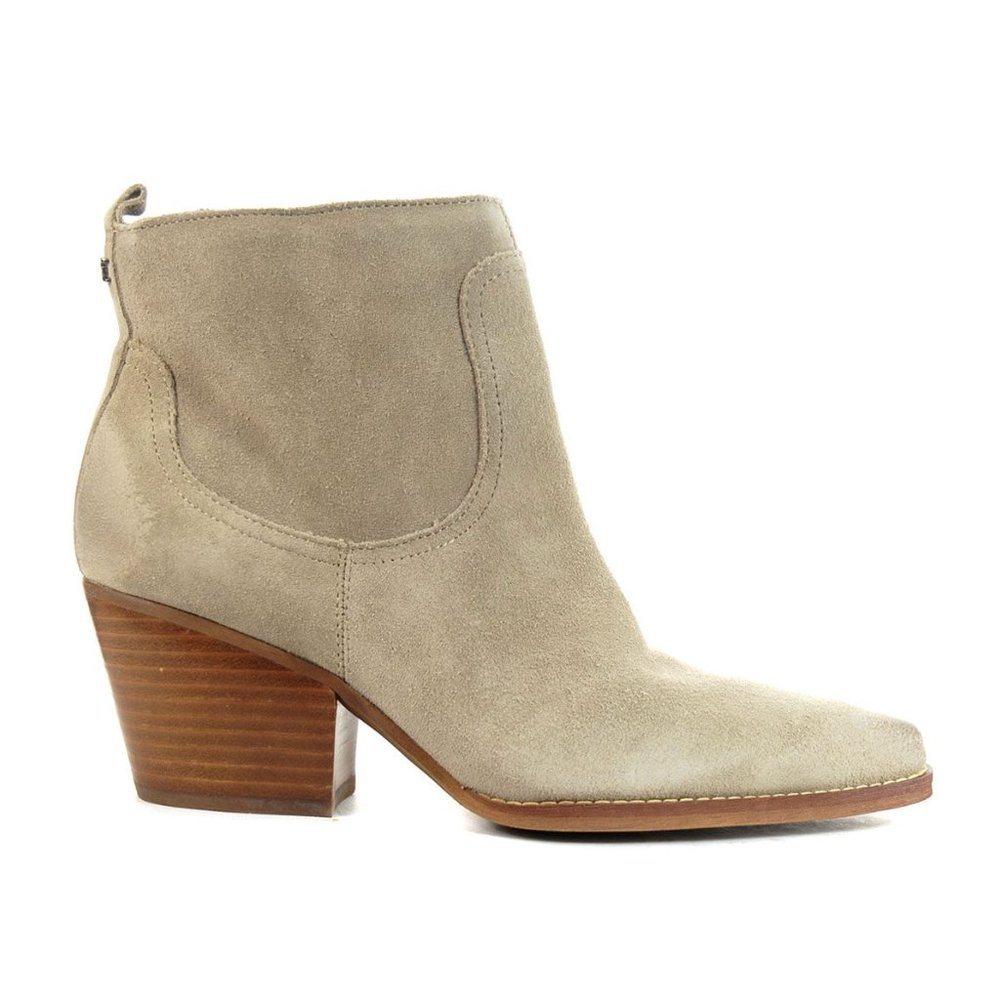 Sam Edelman Wendall Putty Suede Western Heeled Booties 6